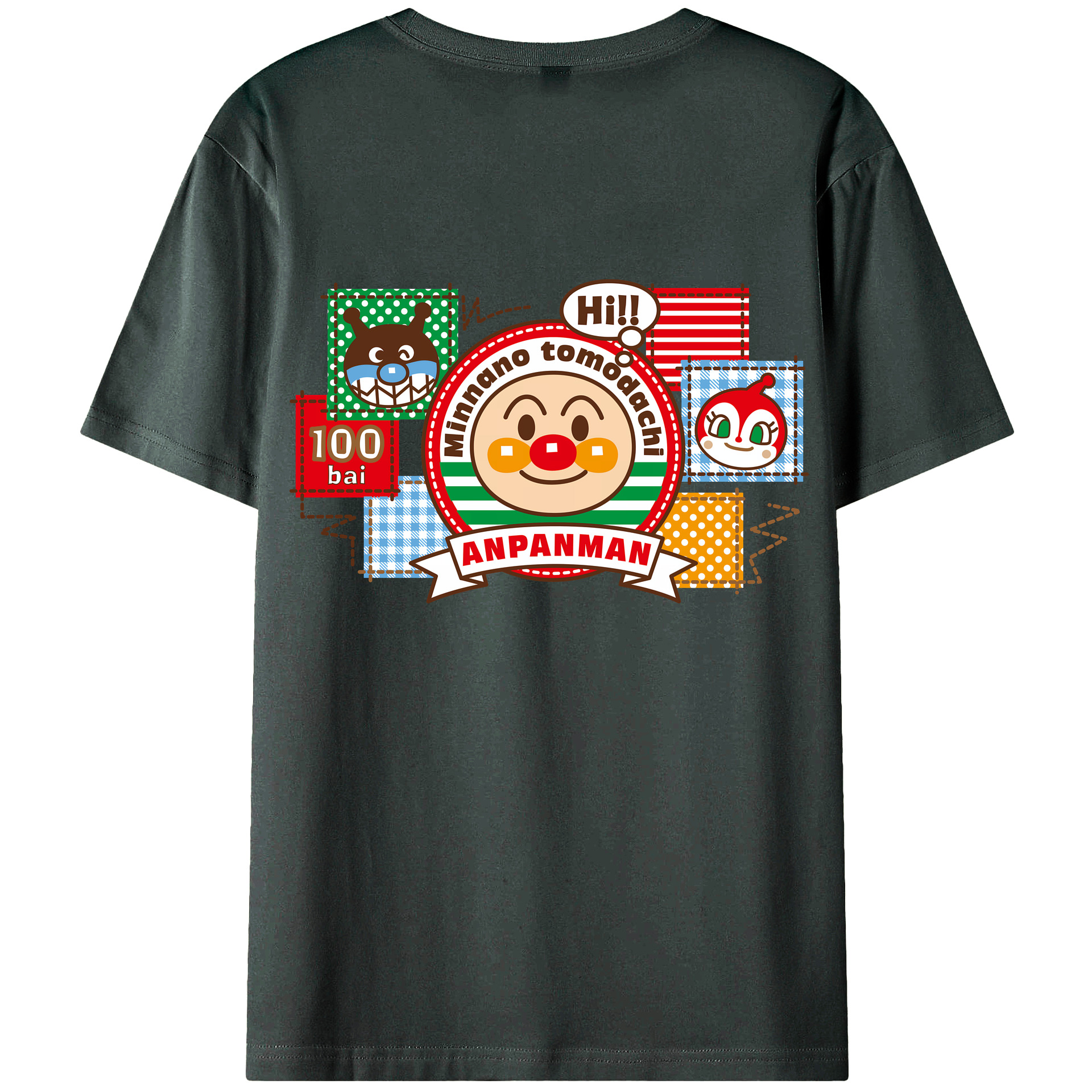（画像用） アンパンマン Anpanman 綿100％ メンズ半袖Tシャツ（バックプリント） 通気性